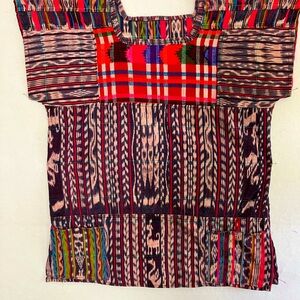 Huipil blouse vintage handmade Guatemalan Ikat fabric